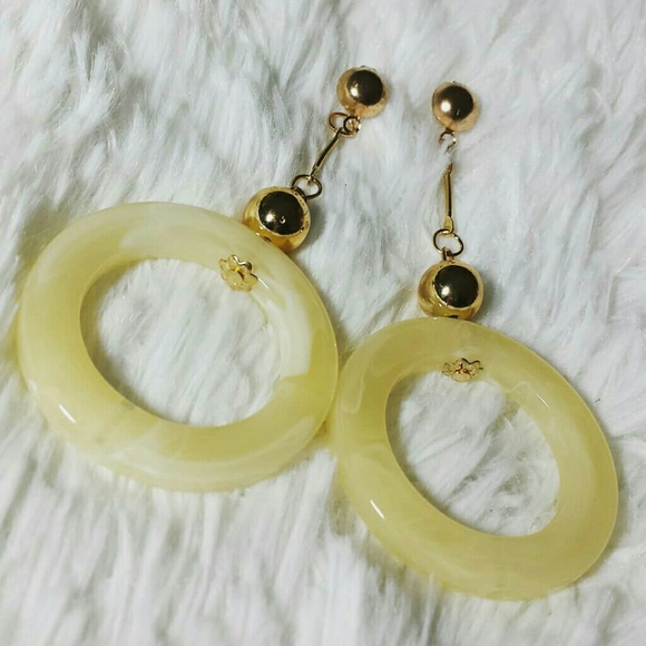 Melody Jewelry - Melody Marble Bead Ring Drop Dangle Earrings Melody Jewelry - Melody Marble Bead Ring Drop Dangle Earrings